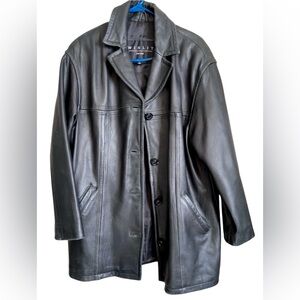 Vintage Winlit New York Black Genuine Leather Car Coat - Size M